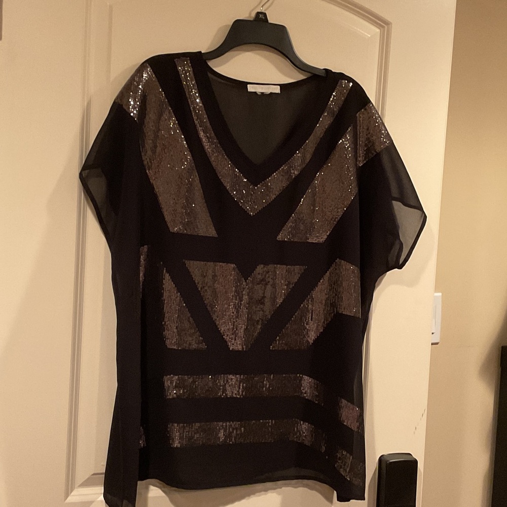 Black and Gold Sequin Women's Top